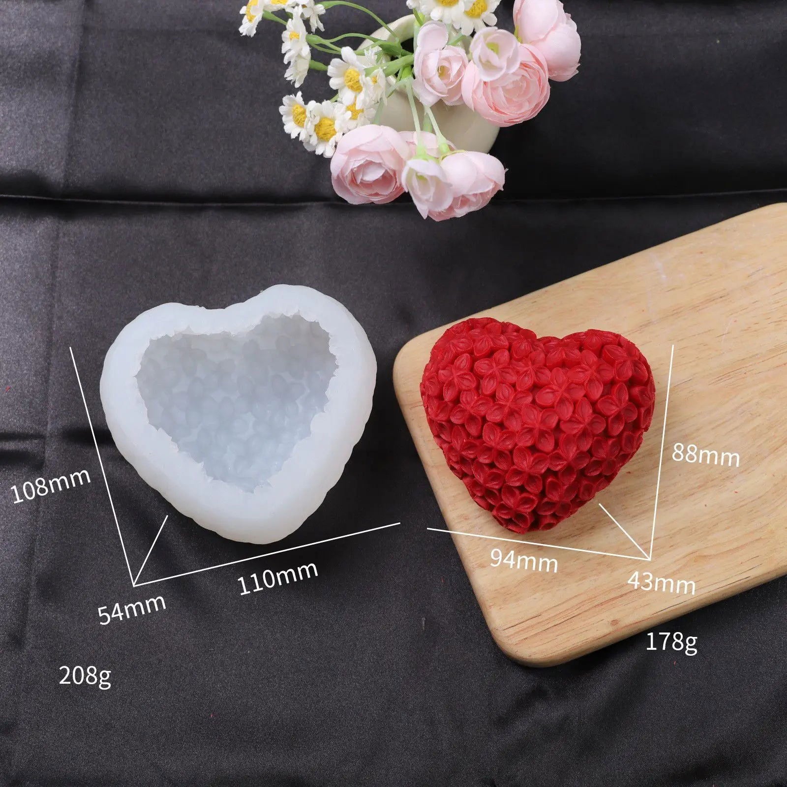 3D Love Heart Silicone Candle Mold - candletown.net