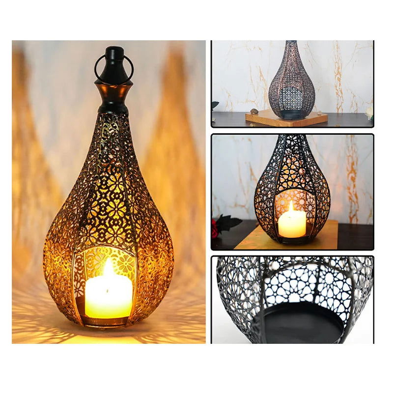 Vintage Hollow Moroccan Iron Candle Lantern Home Decoration at Candletown candletown