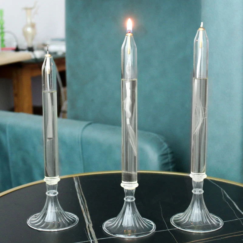 Long Glass Oil Lamp Candlestick - candletown.net