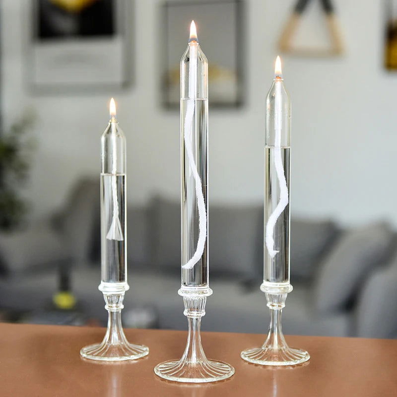 Long Glass Oil Lamp Candlestick - candletown.net