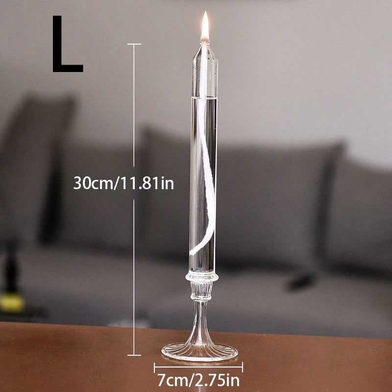 Long Glass Oil Lamp Candlestick - candletown.net