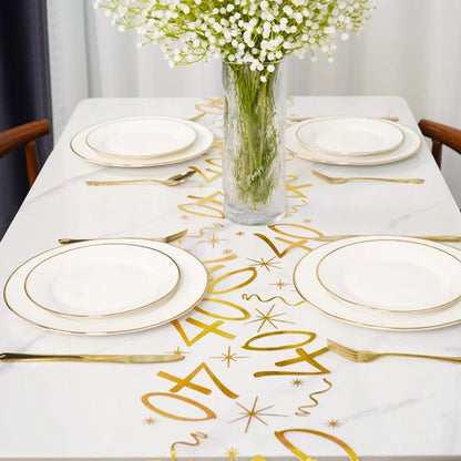 Birthday Table Runner – Gold, Silver & Black