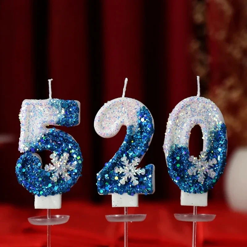 Christmas Flameless Frozen Birthday Candles 0-9 for Cakes