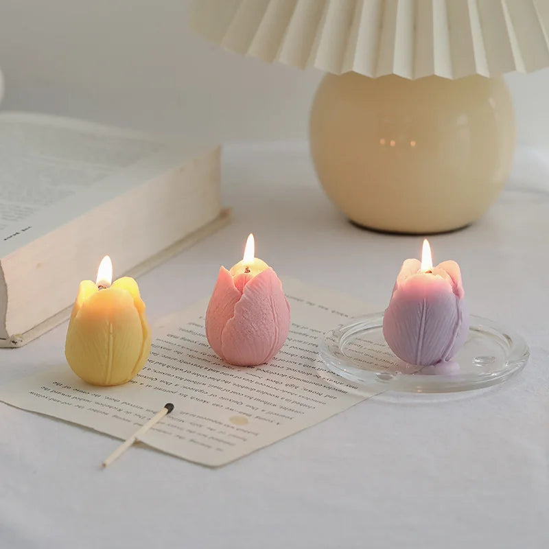 Tulip Scented Candles – Handmade Decorative Flower Candles