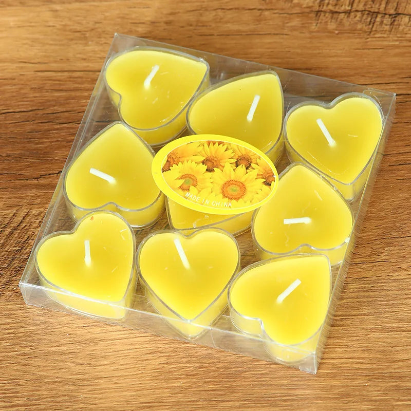 9pcs Heart-Shaped Scented Tea Light Candles