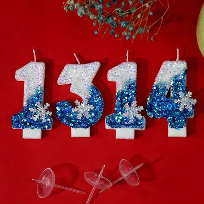 Christmas Flameless Frozen Birthday Candles 0-9 for Cakes