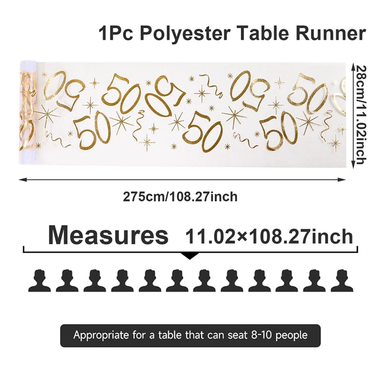 Birthday Table Runner – Gold, Silver & Black