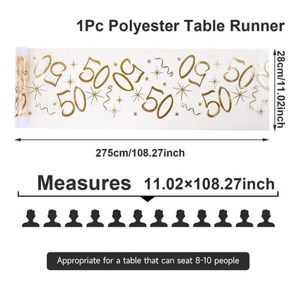 Birthday Table Runner – Gold, Silver & Black