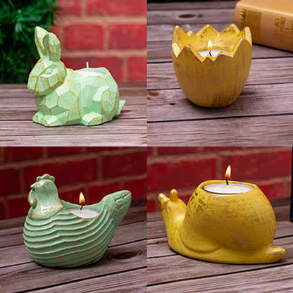 Easter Candlestick - Cute Bunny, Eggshell, Snail, and Chicken Candle Holders