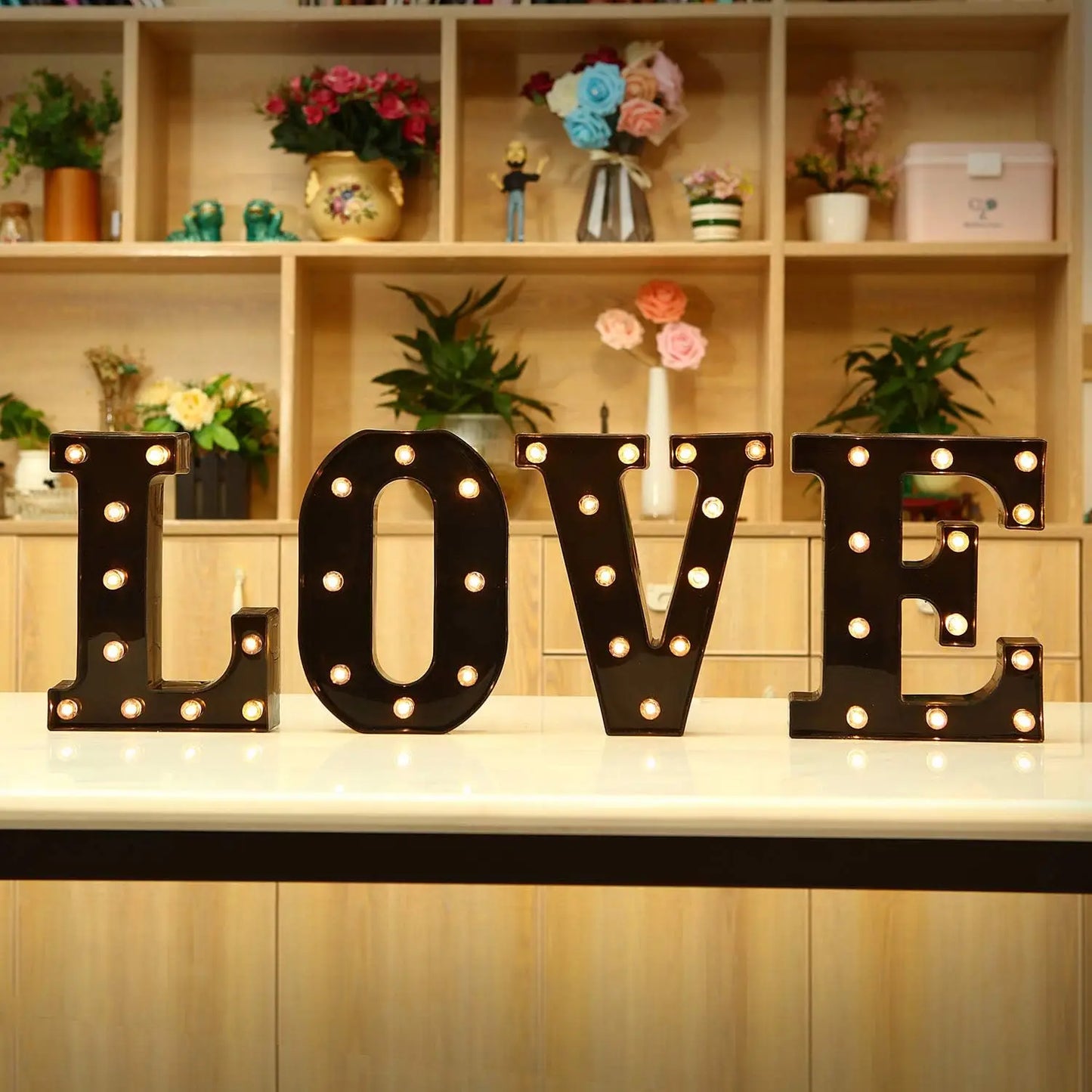 22cm LED Alphabet and Number Lights – Black Letter Decor