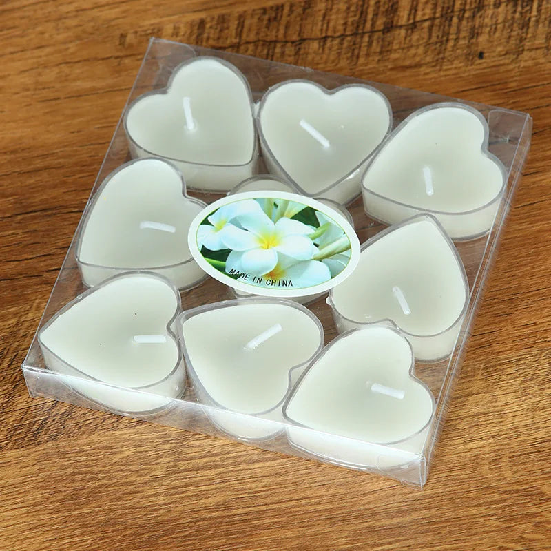 9pcs Heart-Shaped Scented Tea Light Candles