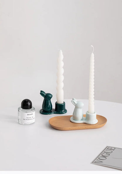 Creative Ceramic Bunny Candle Holder – A Delightful Accent for Your Home