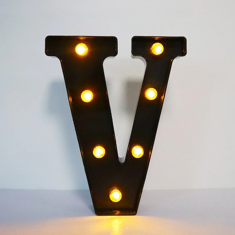 22cm LED Alphabet and Number Lights – Black Letter Decor