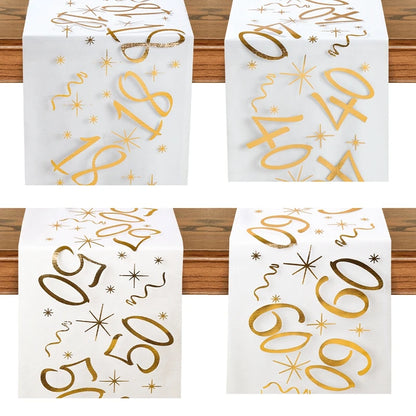 Birthday Table Runner – Gold, Silver & Black