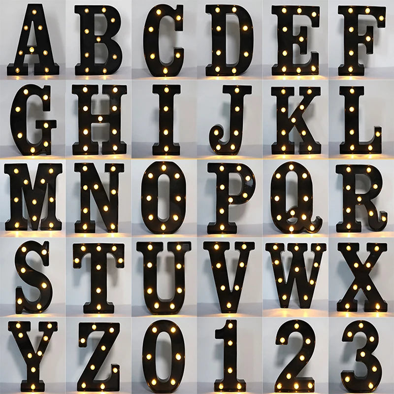 22cm LED Alphabet and Number Lights – Black Letter Decor