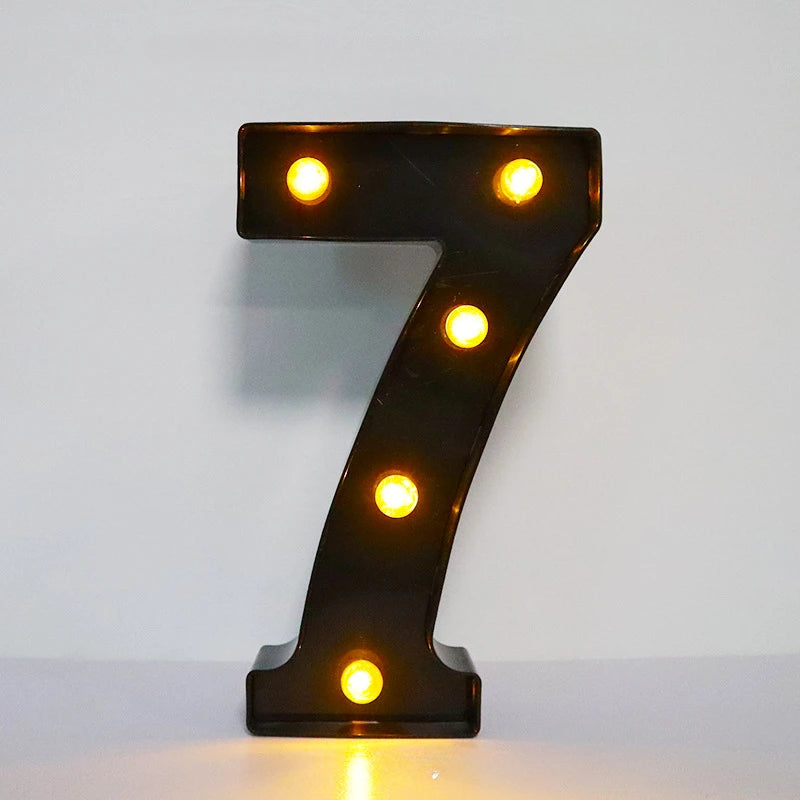 22cm LED Alphabet and Number Lights – Black Letter Decor