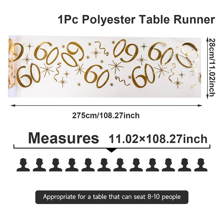 Birthday Table Runner – Gold, Silver & Black