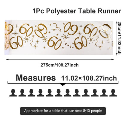 Birthday Table Runner – Gold, Silver & Black