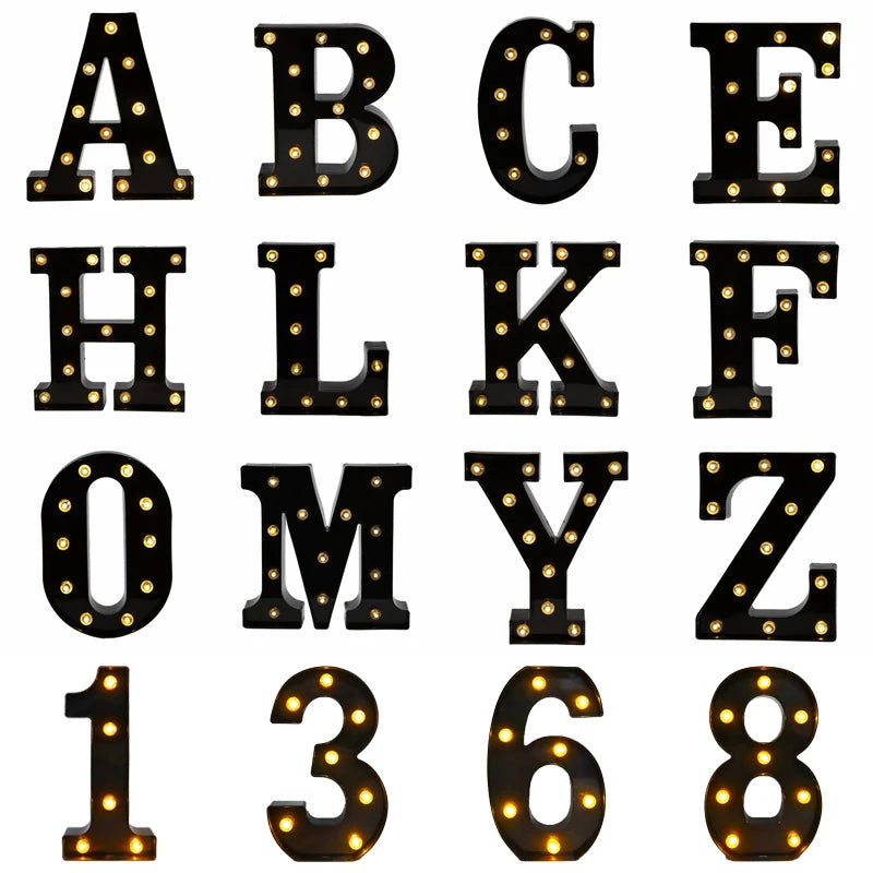 22cm LED Alphabet and Number Lights – Black Letter Decor