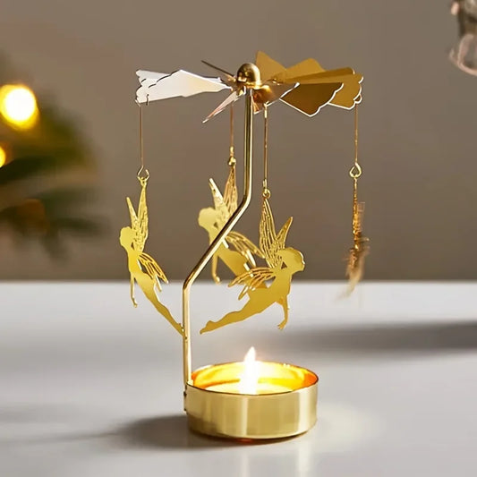 Golden Angel Chime Rotating Candle Holder