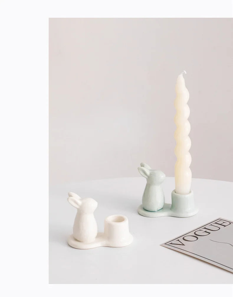 Creative Ceramic Bunny Candle Holder – A Delightful Accent for Your Home