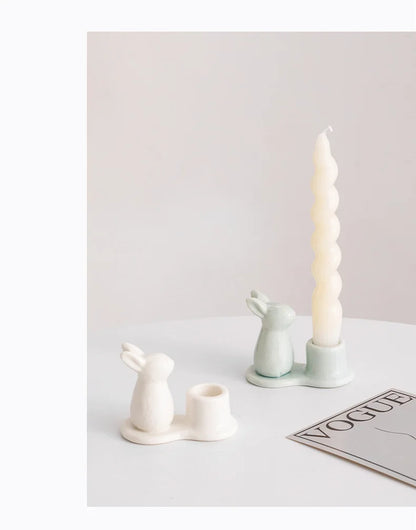 Creative Ceramic Bunny Candle Holder – A Delightful Accent for Your Home