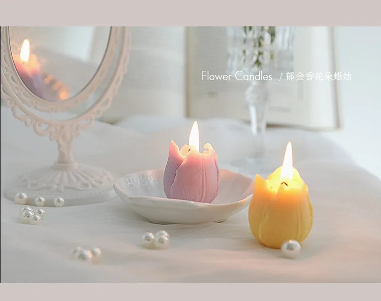 Tulip Scented Candles – Handmade Decorative Flower Candles