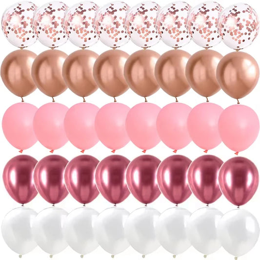 40PCS Rose Gold & Pink Balloons – Elegant Party Decorations