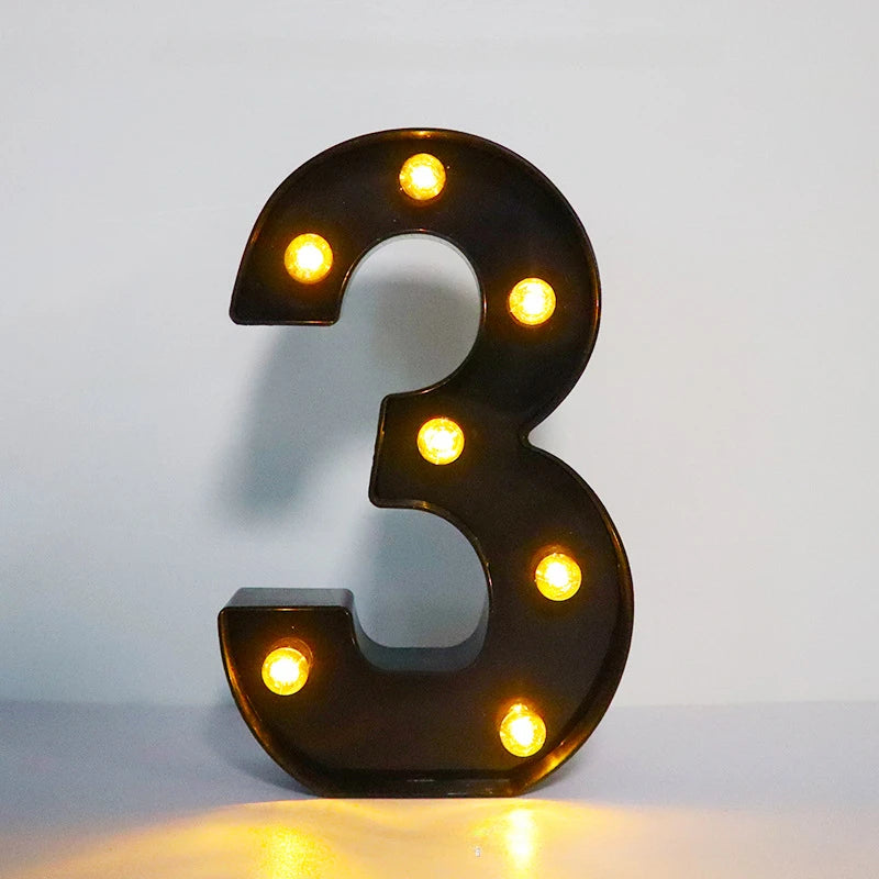 22cm LED Alphabet and Number Lights – Black Letter Decor