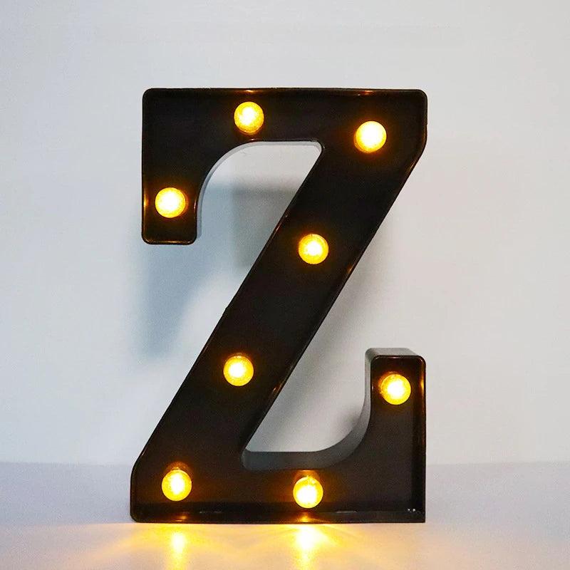 22cm LED Alphabet and Number Lights – Black Letter Decor