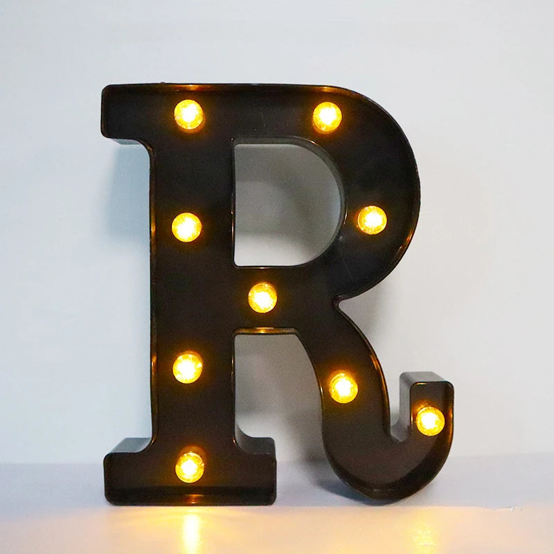 22cm LED Alphabet and Number Lights – Black Letter Decor