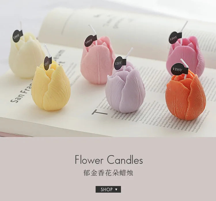 Tulip Scented Candles – Handmade Decorative Flower Candles