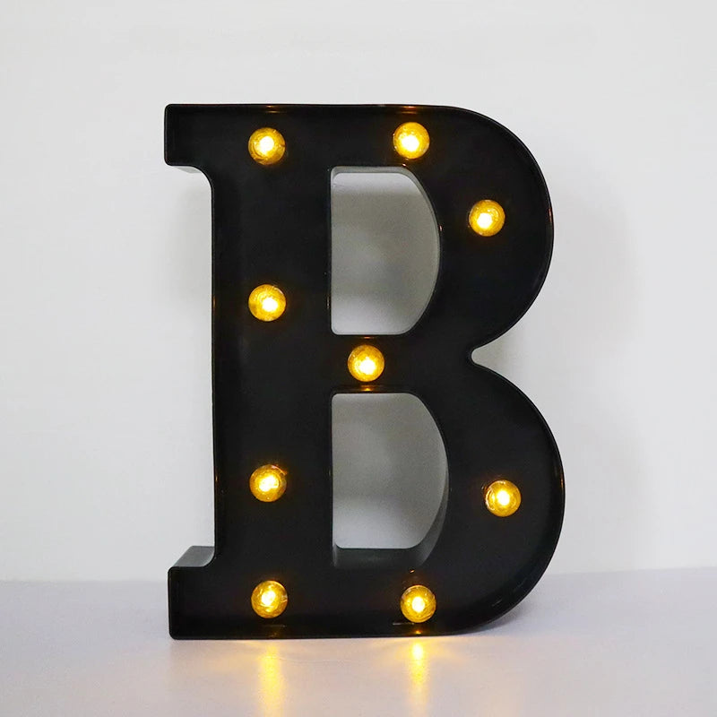 22cm LED Alphabet and Number Lights – Black Letter Decor