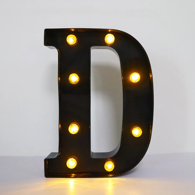 22cm LED Alphabet and Number Lights – Black Letter Decor