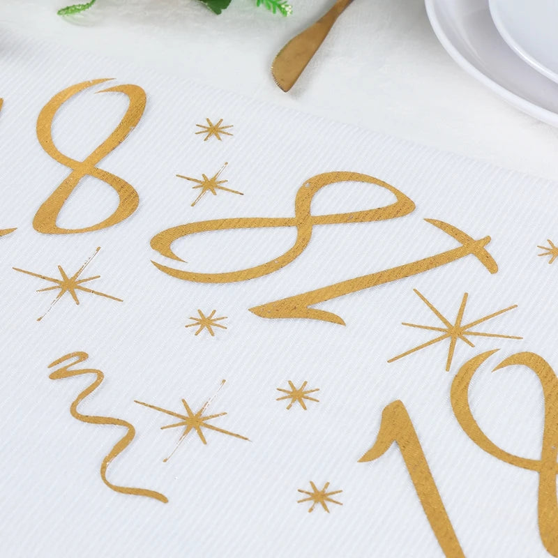 Birthday Table Runner – Gold, Silver & Black