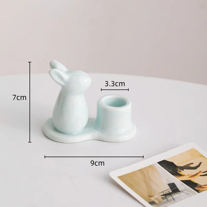 Creative Ceramic Bunny Candle Holder – A Delightful Accent for Your Home