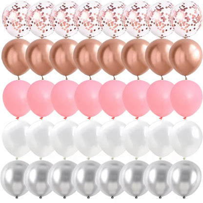 40PCS Rose Gold & Pink Balloons – Elegant Party Decorations