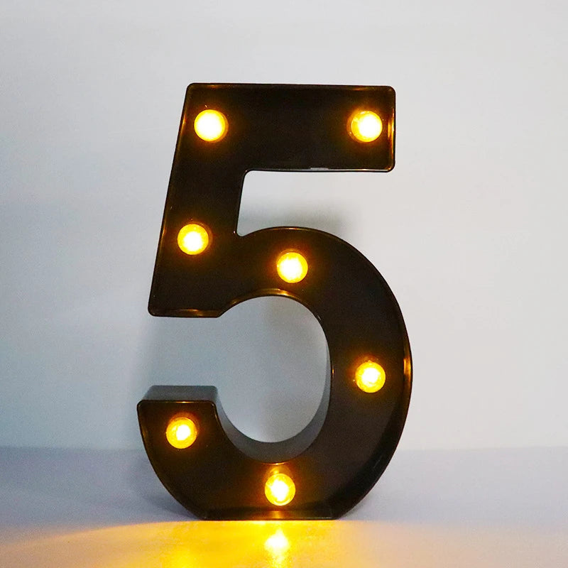 22cm LED Alphabet and Number Lights – Black Letter Decor