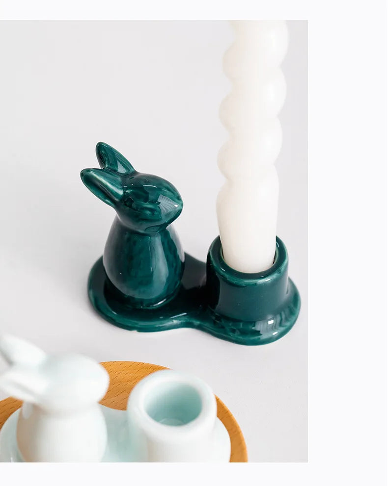 Creative Ceramic Bunny Candle Holder – A Delightful Accent for Your Home