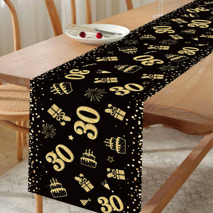 Birthday Table Runner – Gold, Silver & Black