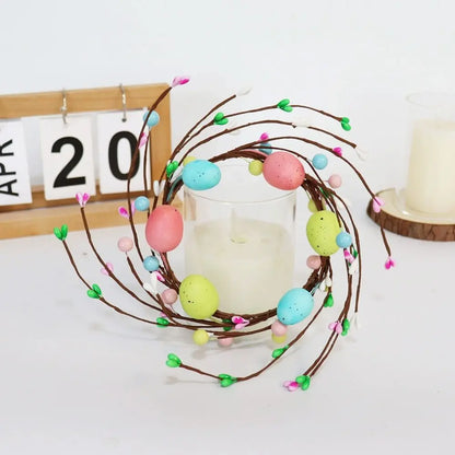 Handmade Easter Egg Flower Wreath – Candle Ring & Festive Decor