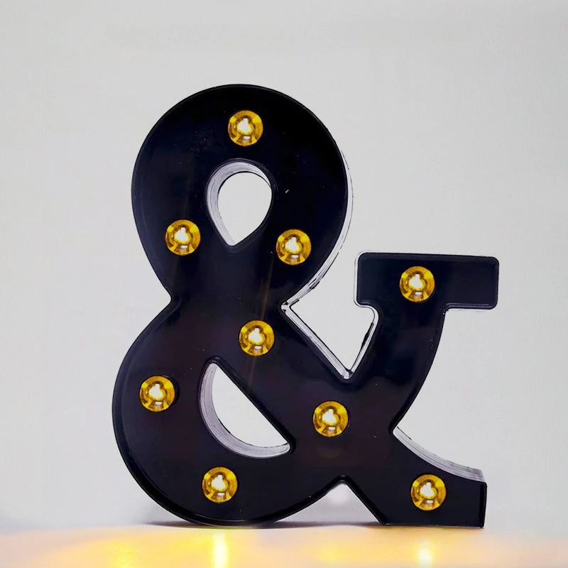 22cm LED Alphabet and Number Lights – Black Letter Decor