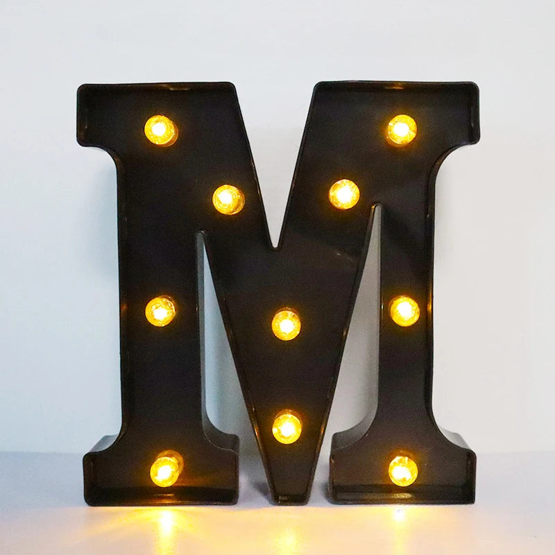 22cm LED Alphabet and Number Lights – Black Letter Decor