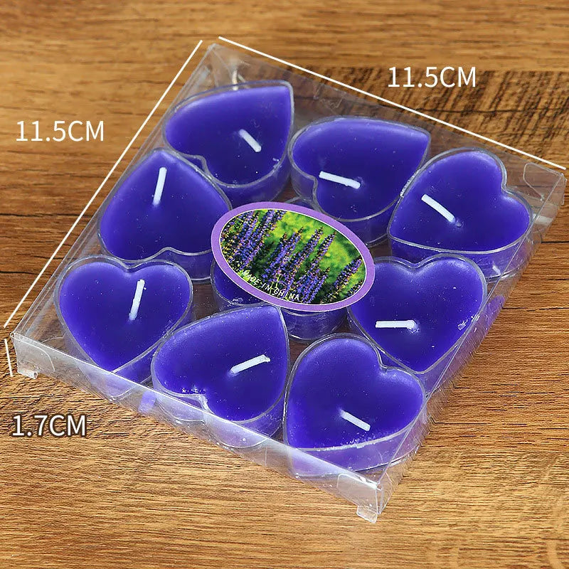 9pcs Heart-Shaped Scented Tea Light Candles