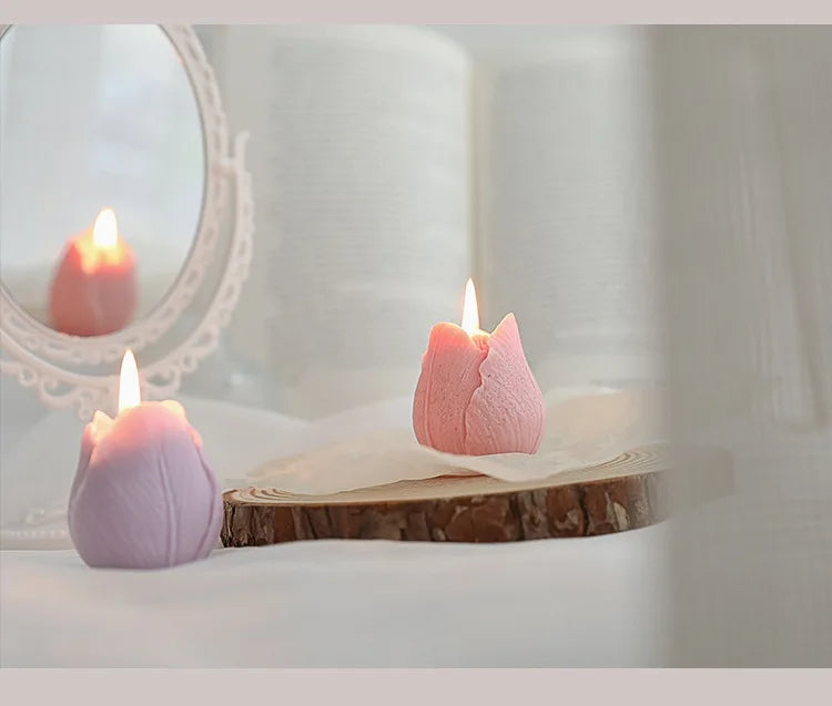 Tulip Scented Candles – Handmade Decorative Flower Candles