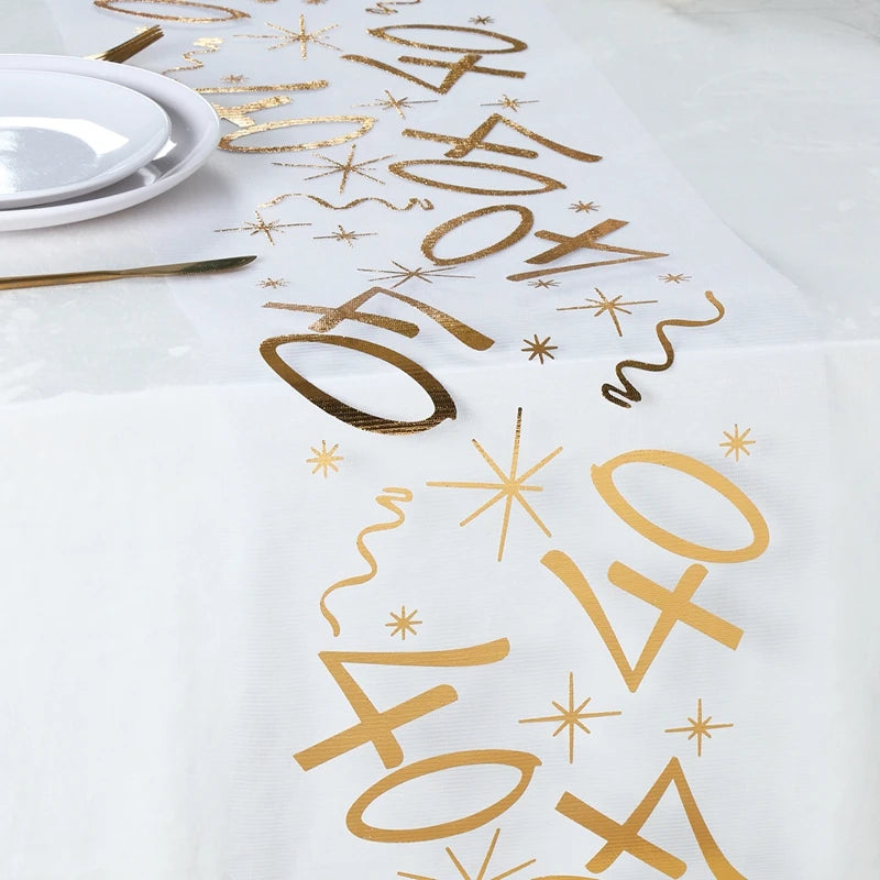 Birthday Table Runner – Gold, Silver & Black