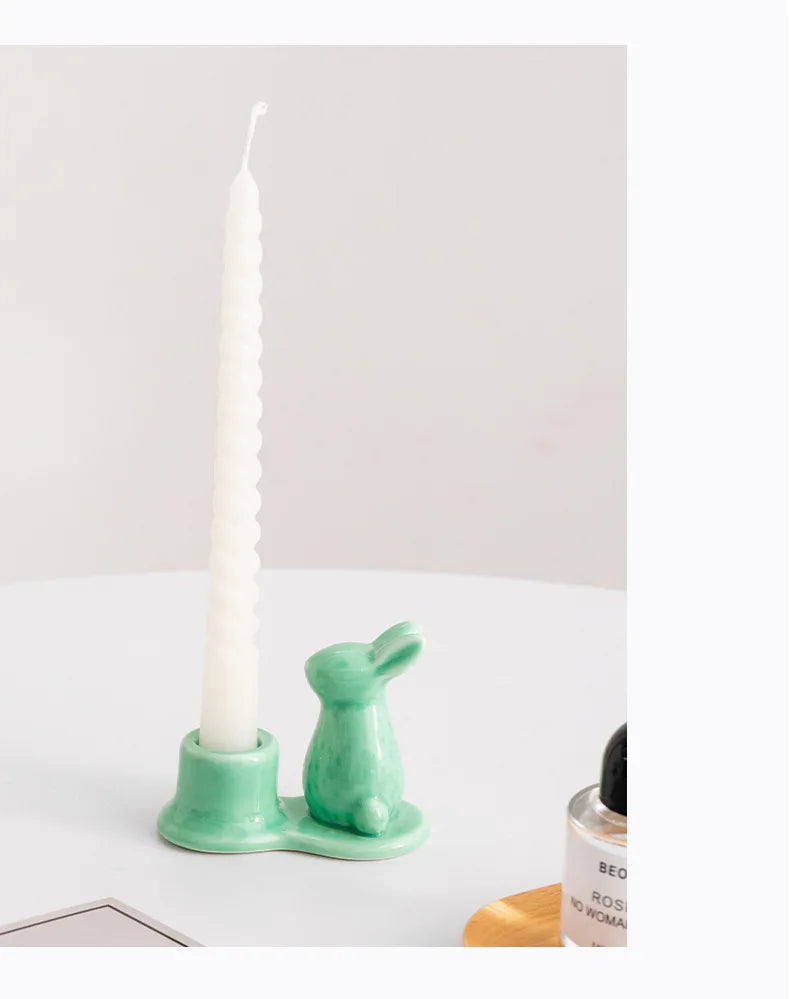 Creative Ceramic Bunny Candle Holder – A Delightful Accent for Your Home