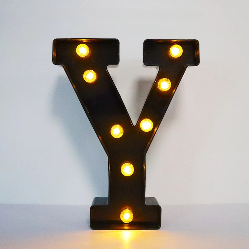 22cm LED Alphabet and Number Lights – Black Letter Decor