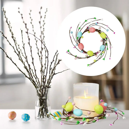 Handmade Easter Egg Flower Wreath – Candle Ring & Festive Decor