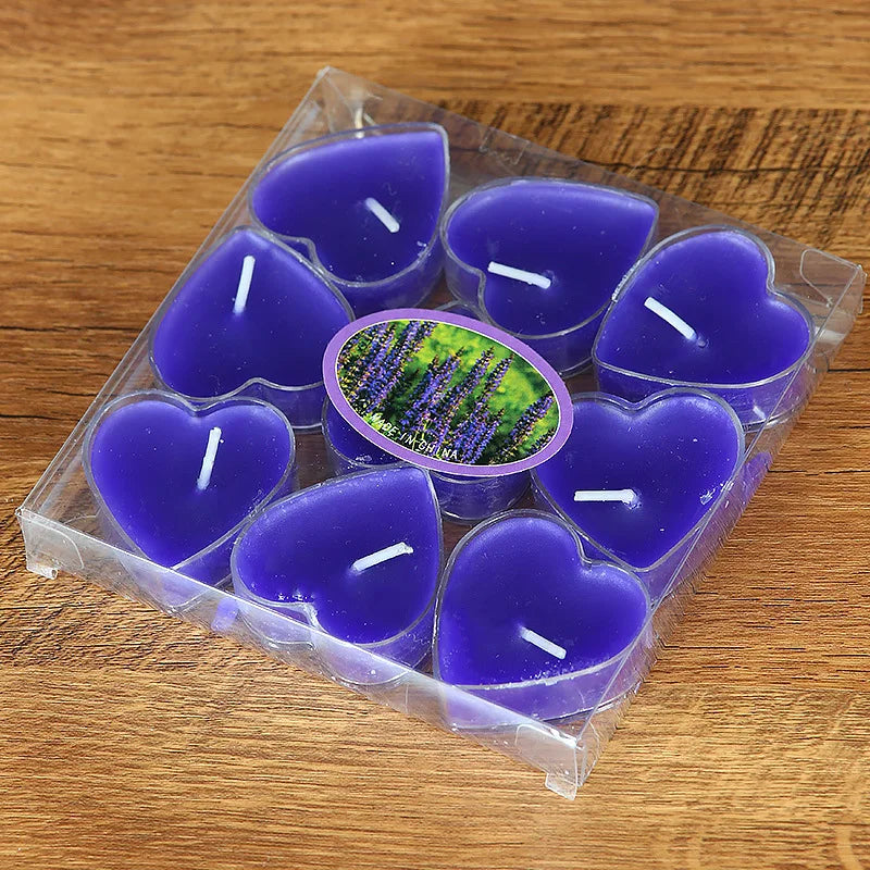 9pcs Heart-Shaped Scented Tea Light Candles